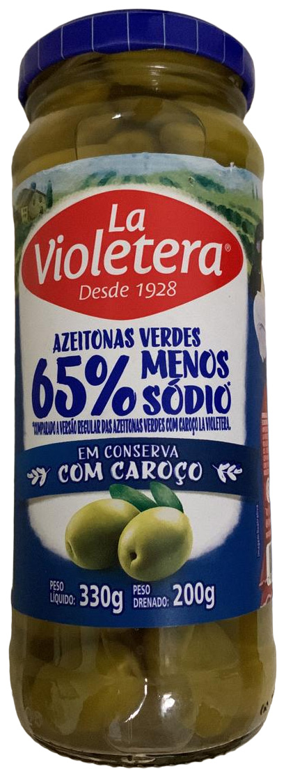 LA VIOLETERA AZEITONAS VERDES 65% MENOS SÓDIO EM CONSERVA COM CAROÇO