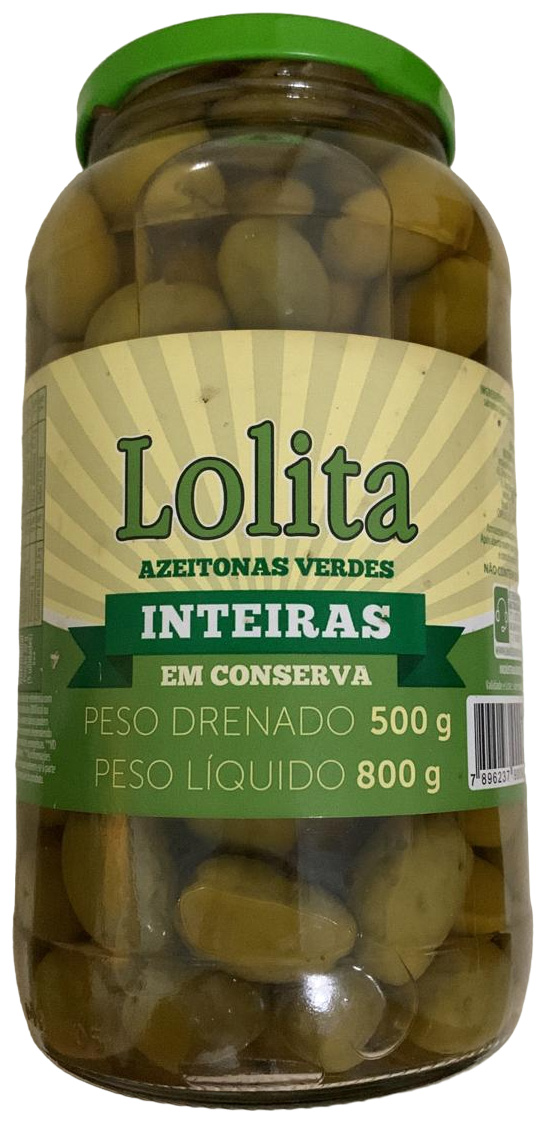 LOLITA AZEITONAS VERDES INTEIRAS COM CAROÇO EM CONSERVA